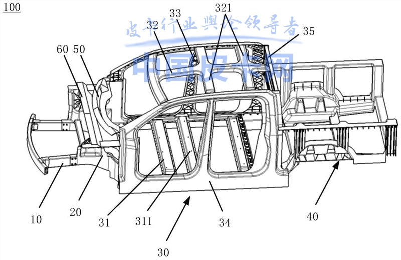 吉利商用车全新承载式皮卡车架曝光 此专利图只显示了车身结构的部分